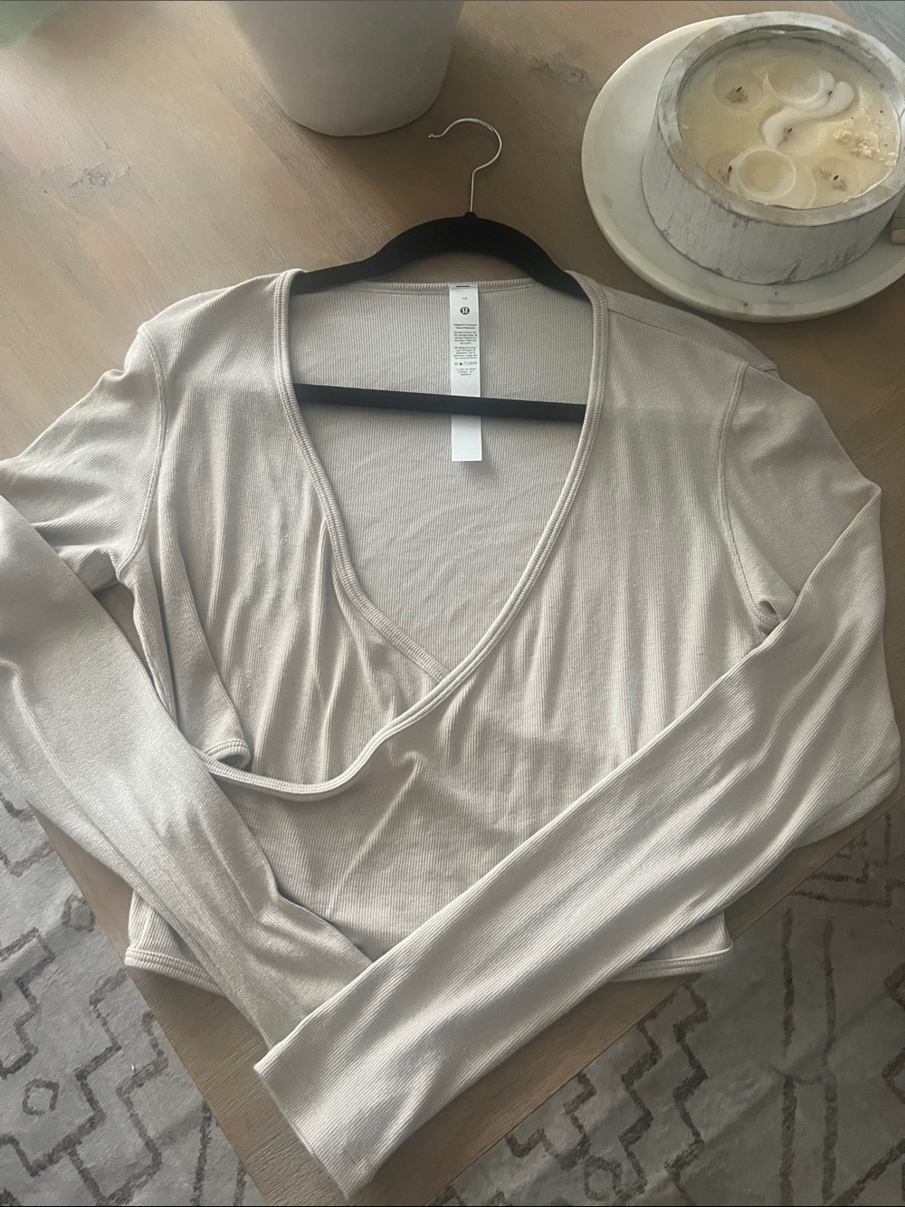 lululemon athletica Light Beige Wrap-Front Long Sleeve Crop Top